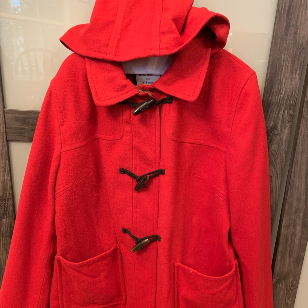 Old Navy Red Pea Coat X Large